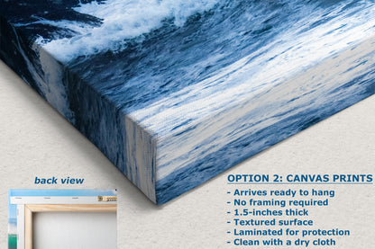 Beach Wave Ocean Picture, California Coastline Nature Photo Wall Decor, Morro Rock Artwork