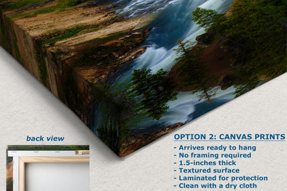 Yellowstone Falls National Park Waterfall Picture Nature Photo Relaxation Artwork Bohemian Style Wyoming Landscape, Meditation & House Decor