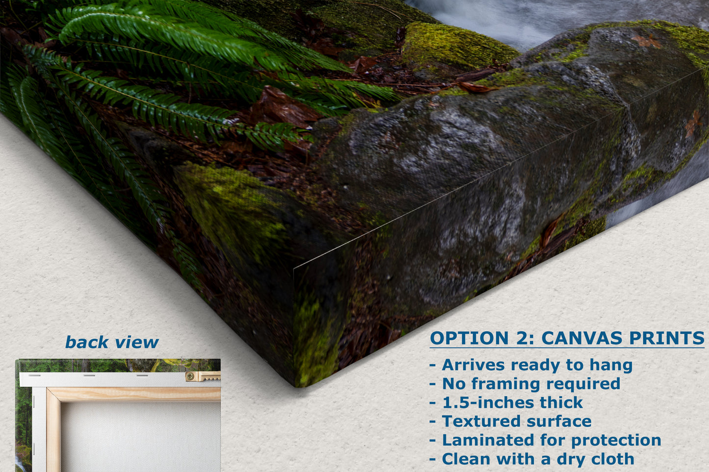 Oregon Waterfall Picture, Pacific Northwest Nature Photo Relaxation Artwork in Bohemian Style for Meditation, Office, Apartment, House Decor