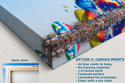 Hot Air Balloon Festival Mass Ascension Panorama Photo, Albuquerque New Mexico Balloon Fiesta Wall Art, Office, Cubicle & House Decor