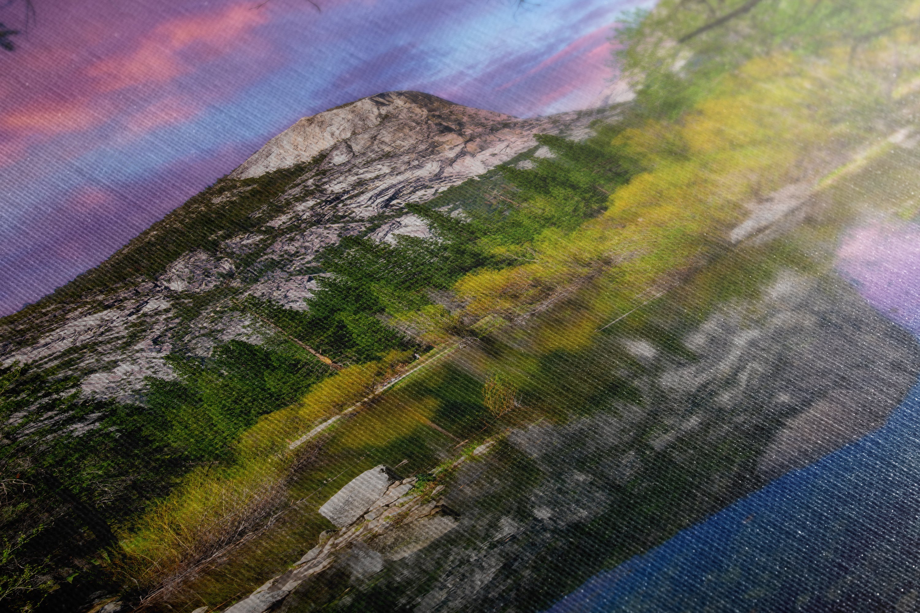 Mirror Lake Yosemite National Park Mountain Picture Nature Photo Relaxation Artwork of Mt. Watkins for Meditation, Office, and House Decor