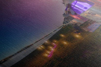 Airstream Travel Trailer Art Night Scene in San Diego, California Campsite Camping Decoration in Canvas, Paper, and Metal Wall Art