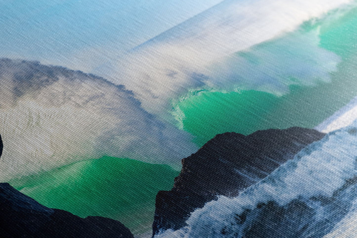 Beach Wave Ocean Picture, California Coastline Nature Photo Wall Decor, Morro Rock Artwork