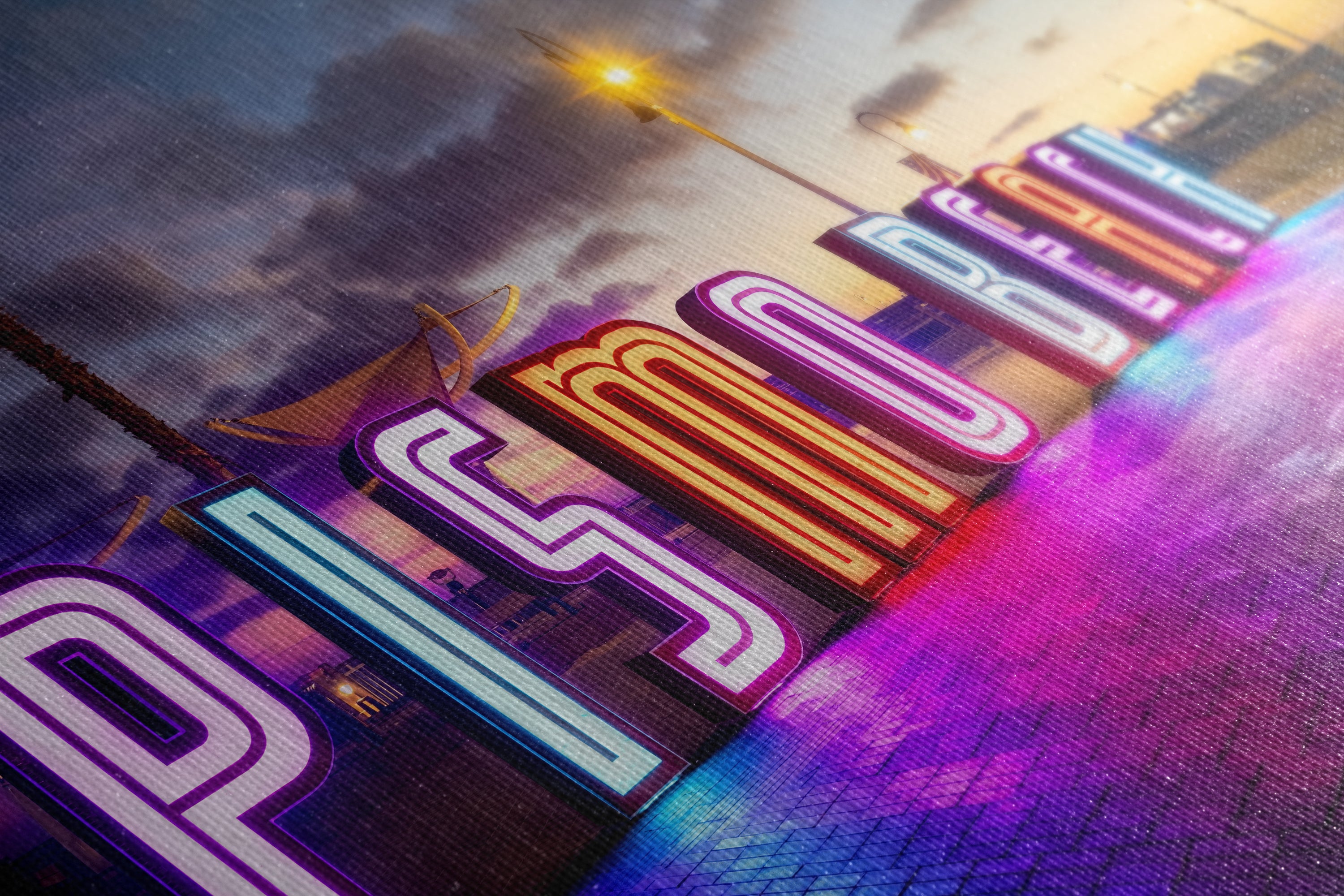 Pismo Beach Iconic Neon Sign House Decor, California Coastal Art Print with Vibrant Neon Lights for Retro Wall Art, Beach Lover Gift