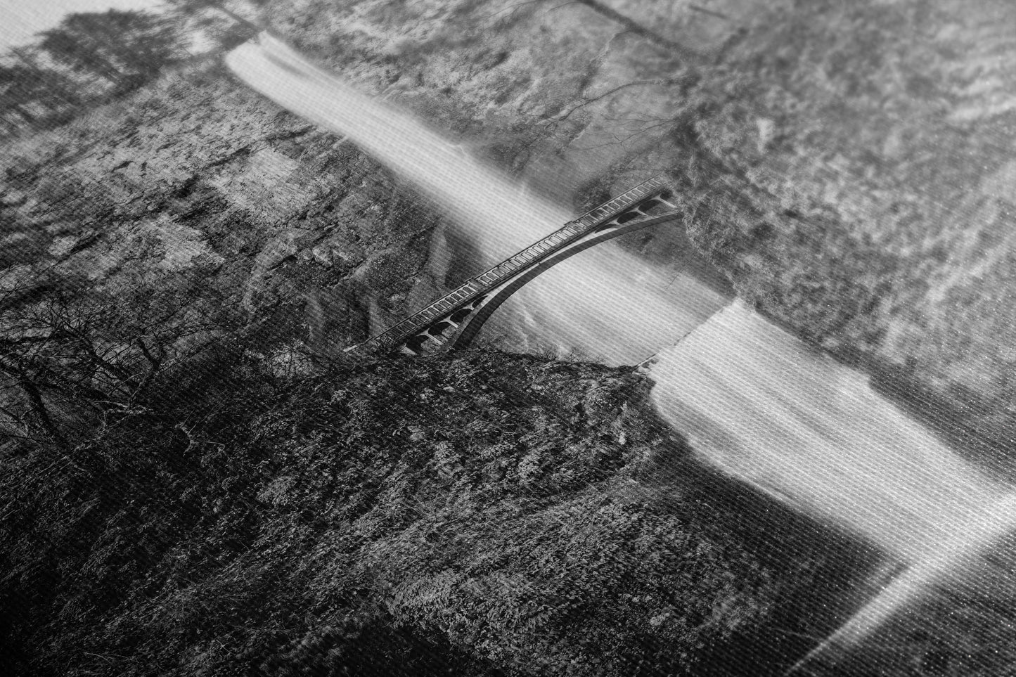 Multnomah Waterfall Picture Nature Photo, Black and White, Pacific Northwest Oregon Picture Relaxation Artwork, Columbia River Gorge for Meditation, House