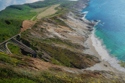 Bixby Bridge Ocean Picture, Big Sur California Coastline Nature Photo Panorama, Relaxation Artwork for Meditation, Office, & House Decor