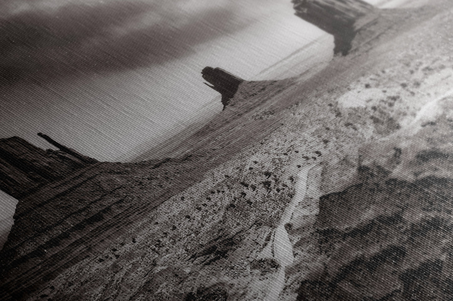 Monument Valley Arizona Desert Picture, Black and White Nature Photo, Bohemian Style Relaxation Artwork for Meditation, Apartment, Office & House Decor