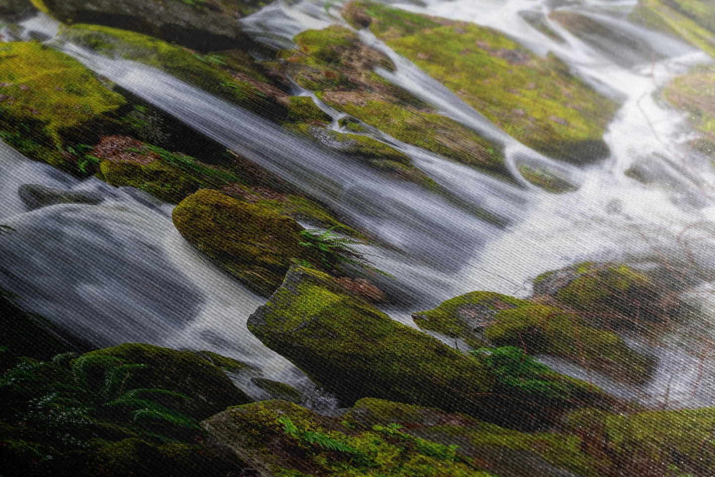 Oregon Pacific Northwest Waterfall Picture Nature Photo Relaxation Artwork in Bohemian Style for Meditation, Office, Apartment, House Decor