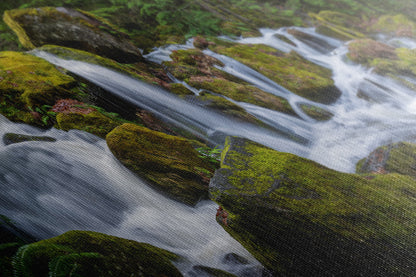 Oregon Waterfall Picture, Pacific Northwest Nature Photo Relaxation Artwork in Bohemian Style for Meditation, Office, Apartment, House Decor