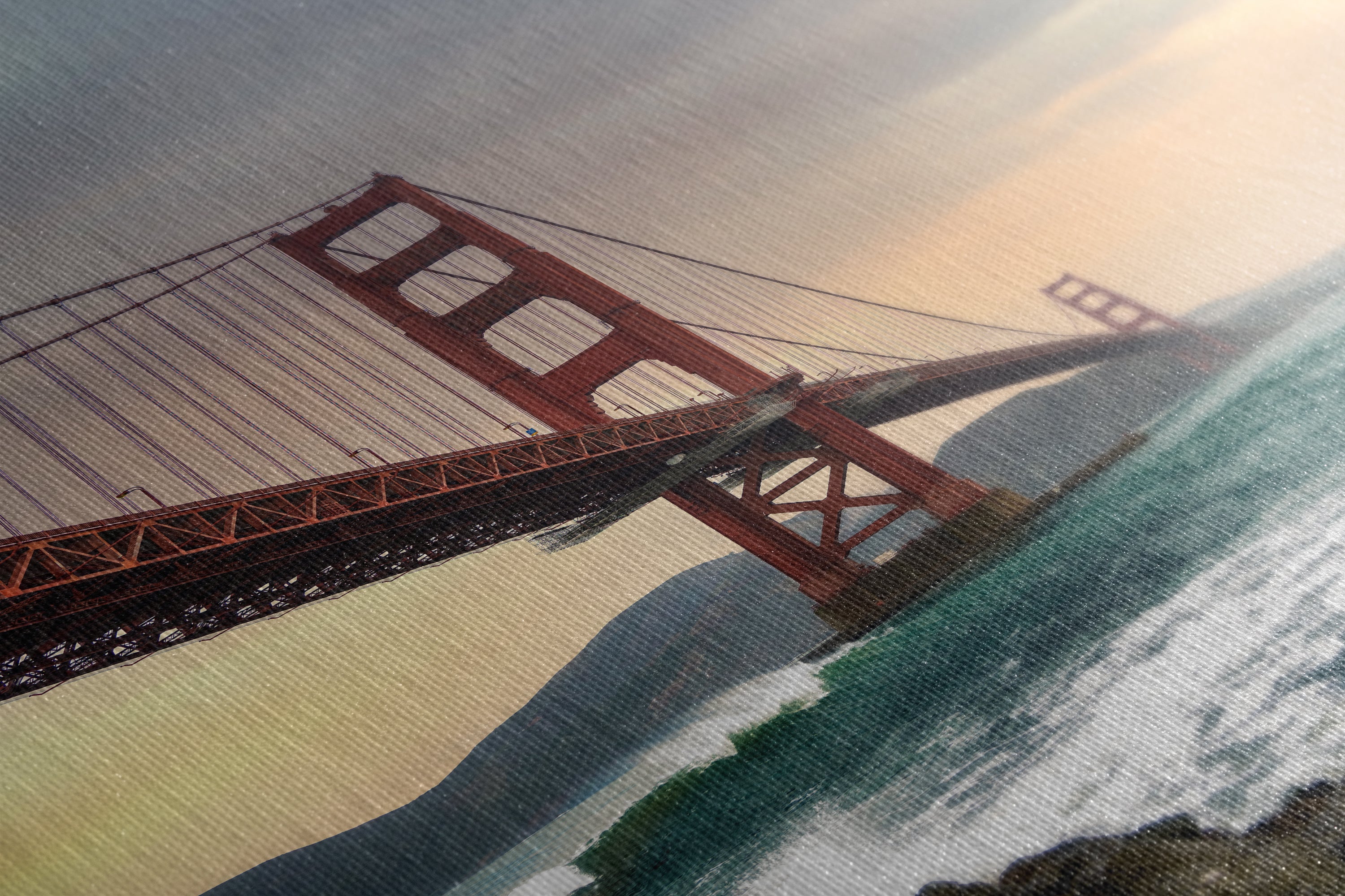 San Francisco Golden Gate Bridge Picture - California Coastline Giant Canvas Print for House Decor & Housewarming