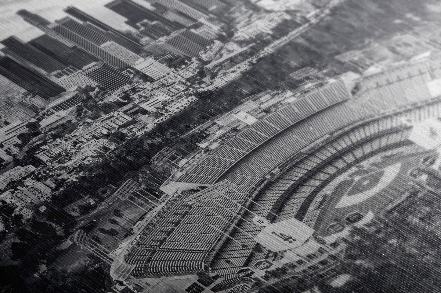 Dodgers Stadium Photo, Los Angeles Skyline Black and White Wall Art