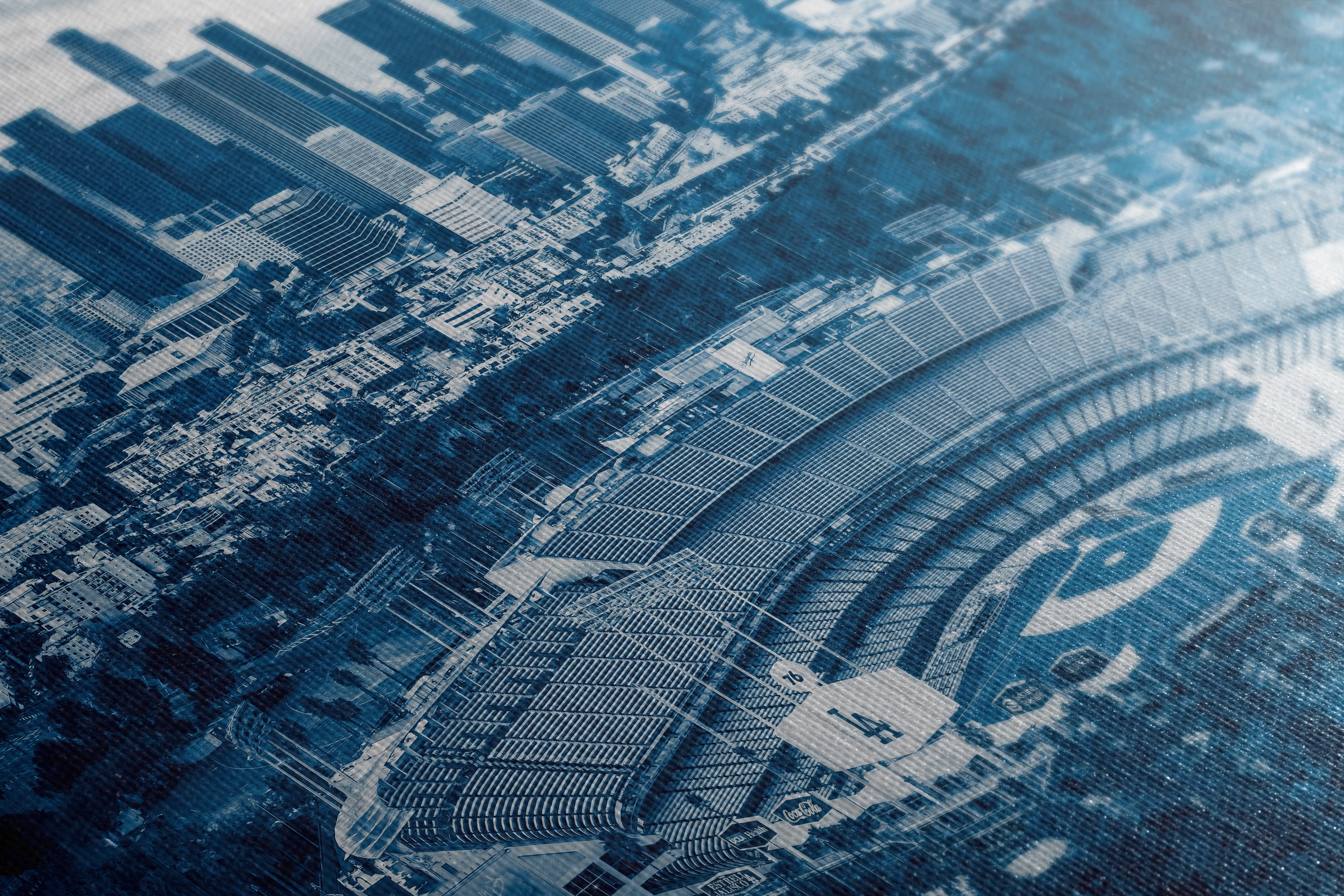 Los Angeles Dodgers Baseball Stadium, LA Skyline Blue Urban Cityscape Photo