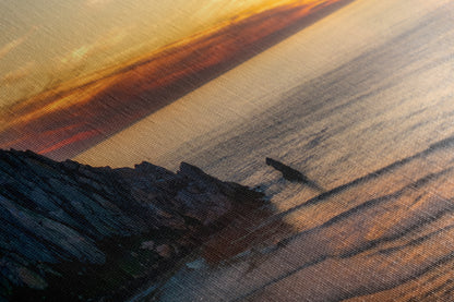 Morro Bay California Coastline Ocean Picture Nature Photo, Morro Rock Aerial Sunset Coastal Relaxation Artwork, Dorm Room, Office & House Decor