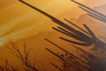 Saguaro National Park Arizona Desert Picture Nature Photo Silhouette, Bohemian Style Relaxation Artwork, Southwestern Sonoran Desert House Decor