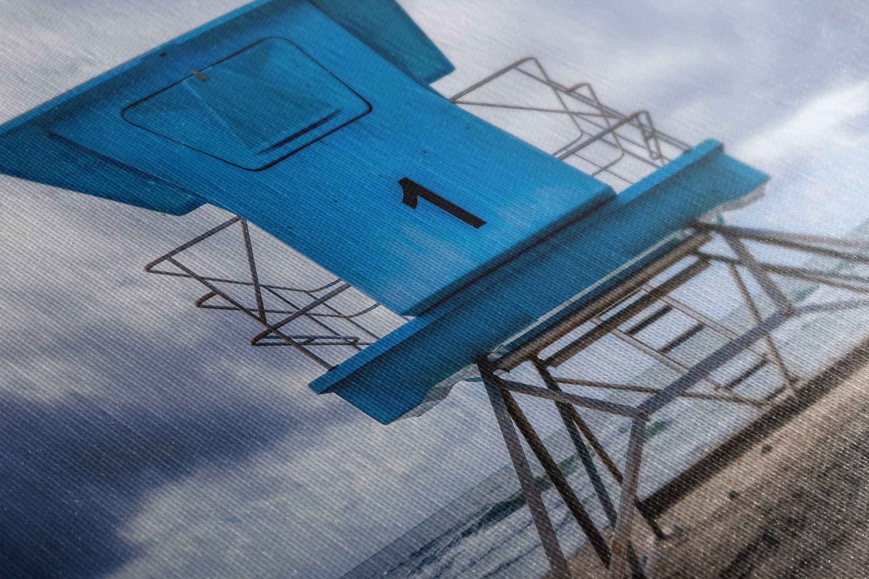Southern California Coastline Lifeguard Tower Ocean Picture, Oceanside Pier Relaxation Artwork for Meditation, Office, Dorm, and House Decor