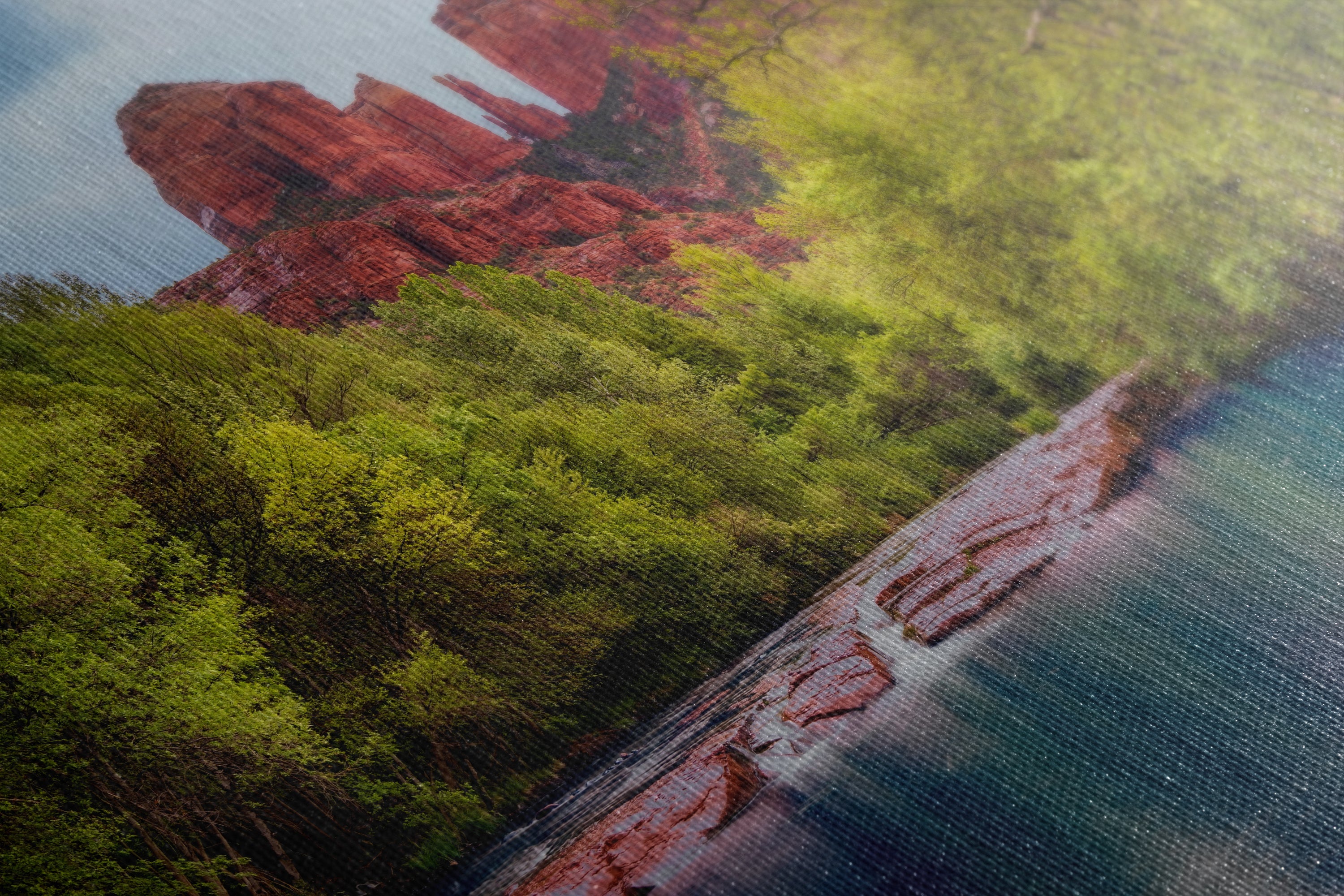 Cathedral Rock with Oak Creek, Sedona Arizona Desert Picture Nature Photo Relaxation Artwork for Meditation, Office, and House Decor