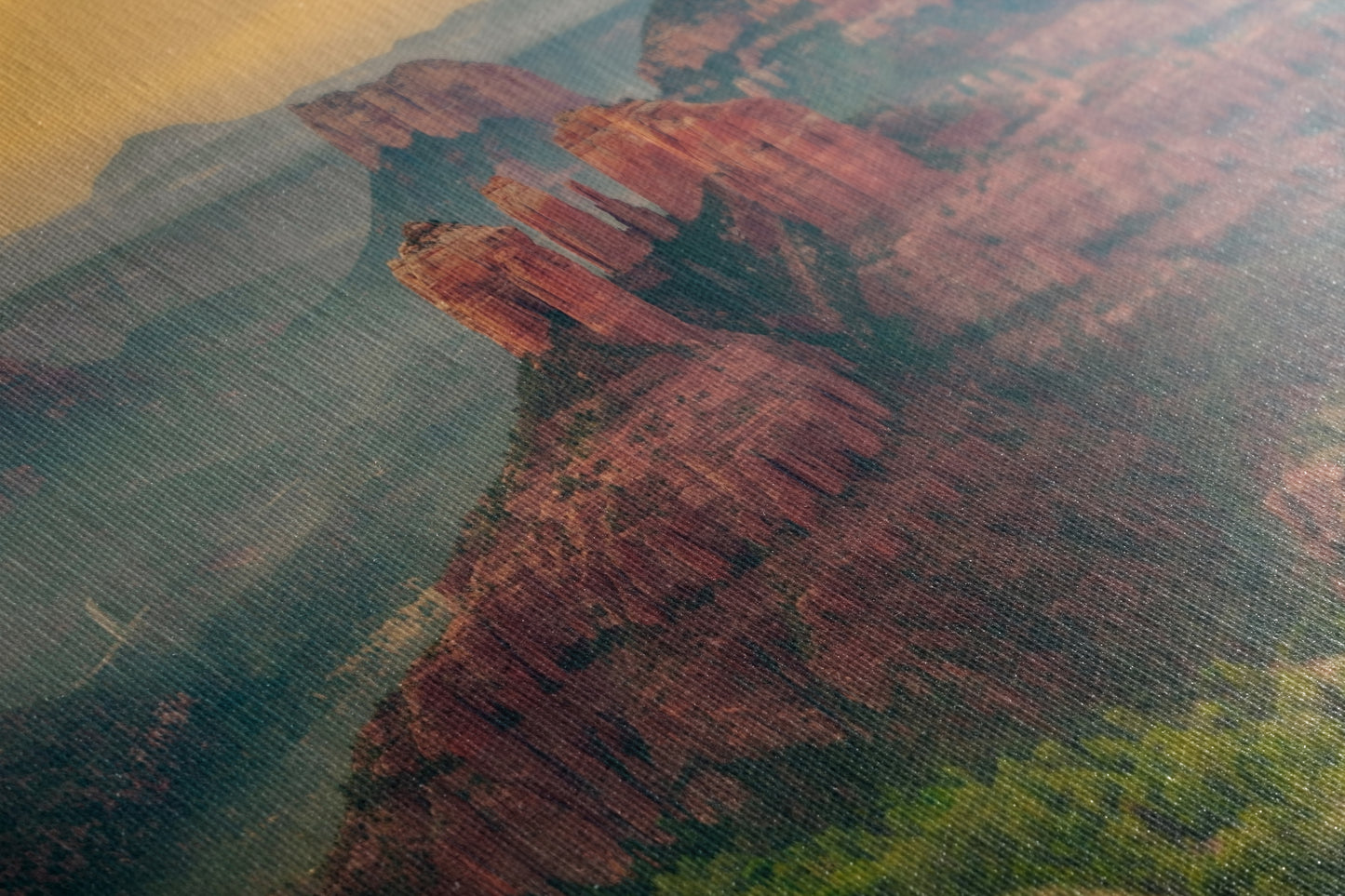 Cathedral Rock Aerial Sunrise, Sedona Arizona Desert Picture Nature Photo Relaxation Artwork for Meditation, Office, and House Decor