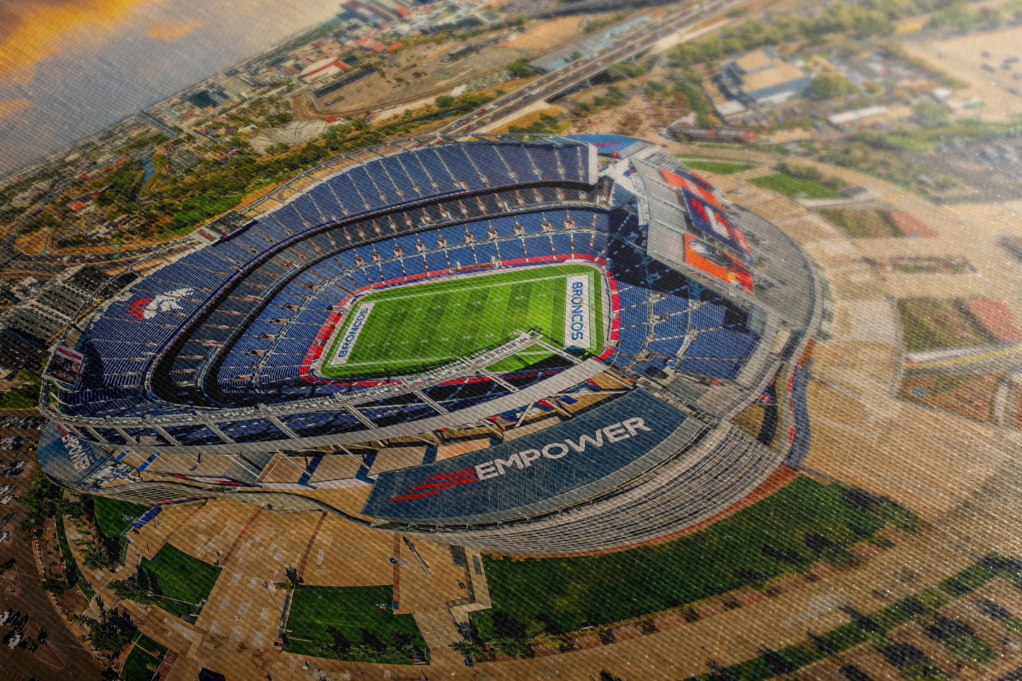 Denver Broncos Football Stadium | Mile High Stadium Denver Colorado Skyline Print | Sports Decor, Man Cave Art