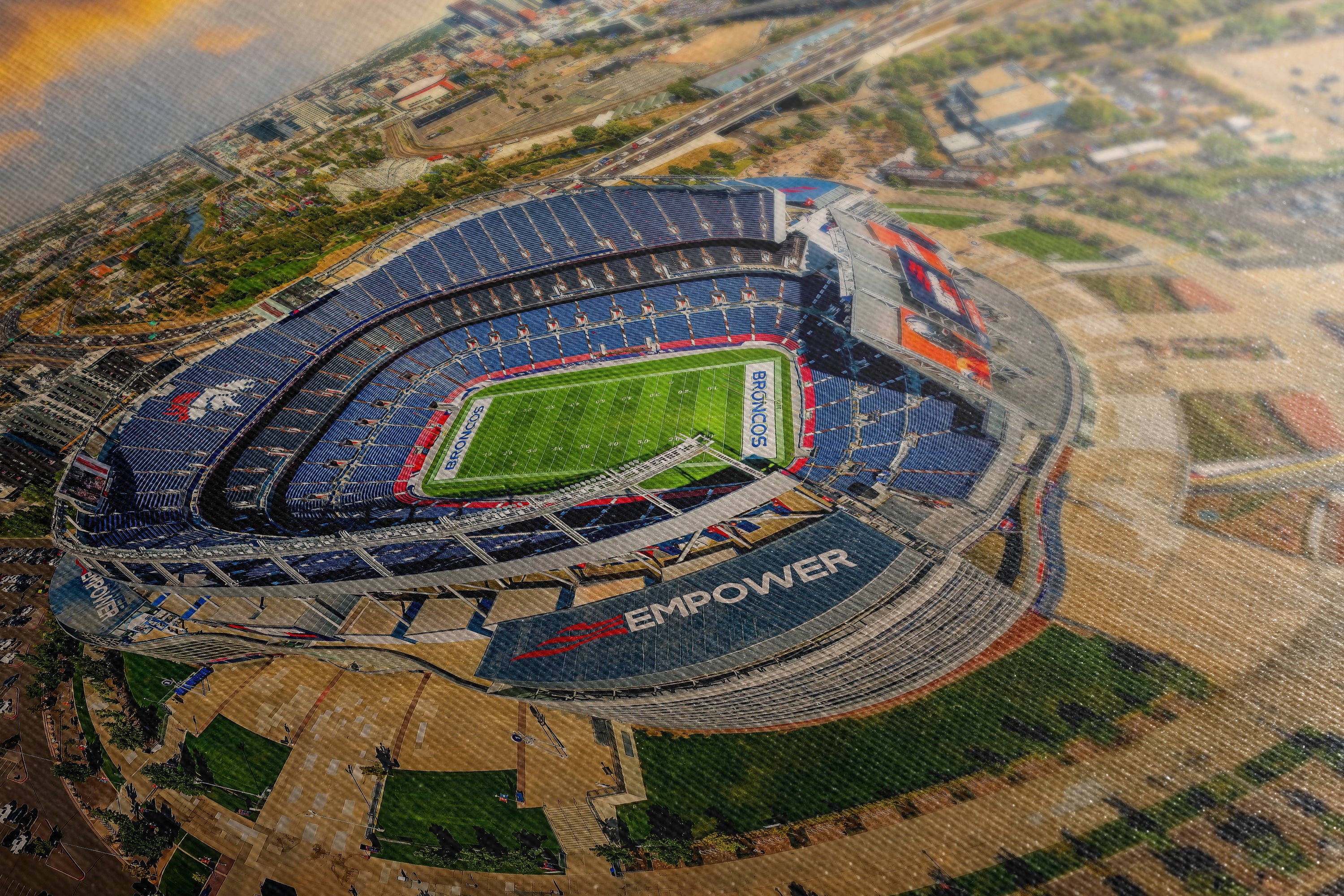 Denver Broncos Football Stadium | Mile High Stadium Denver Colorado Skyline Print | Sports Decor, Man Cave Art