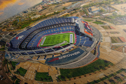 Denver Broncos Football Stadium | Mile High Stadium Denver Colorado Skyline Print | Sports Decor, Man Cave Art