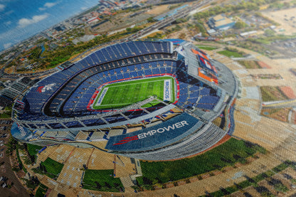 Denver Broncos Football, Mile High Stadium Denver Colorado Skyline Print Sports Decor, Man Cave Art