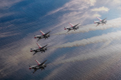 US Airforce Thunderbirds F-16 Fighting Falcon Aviation Artwork | Man Cave Decor & Garage Art | Military Jet Fighter Poster