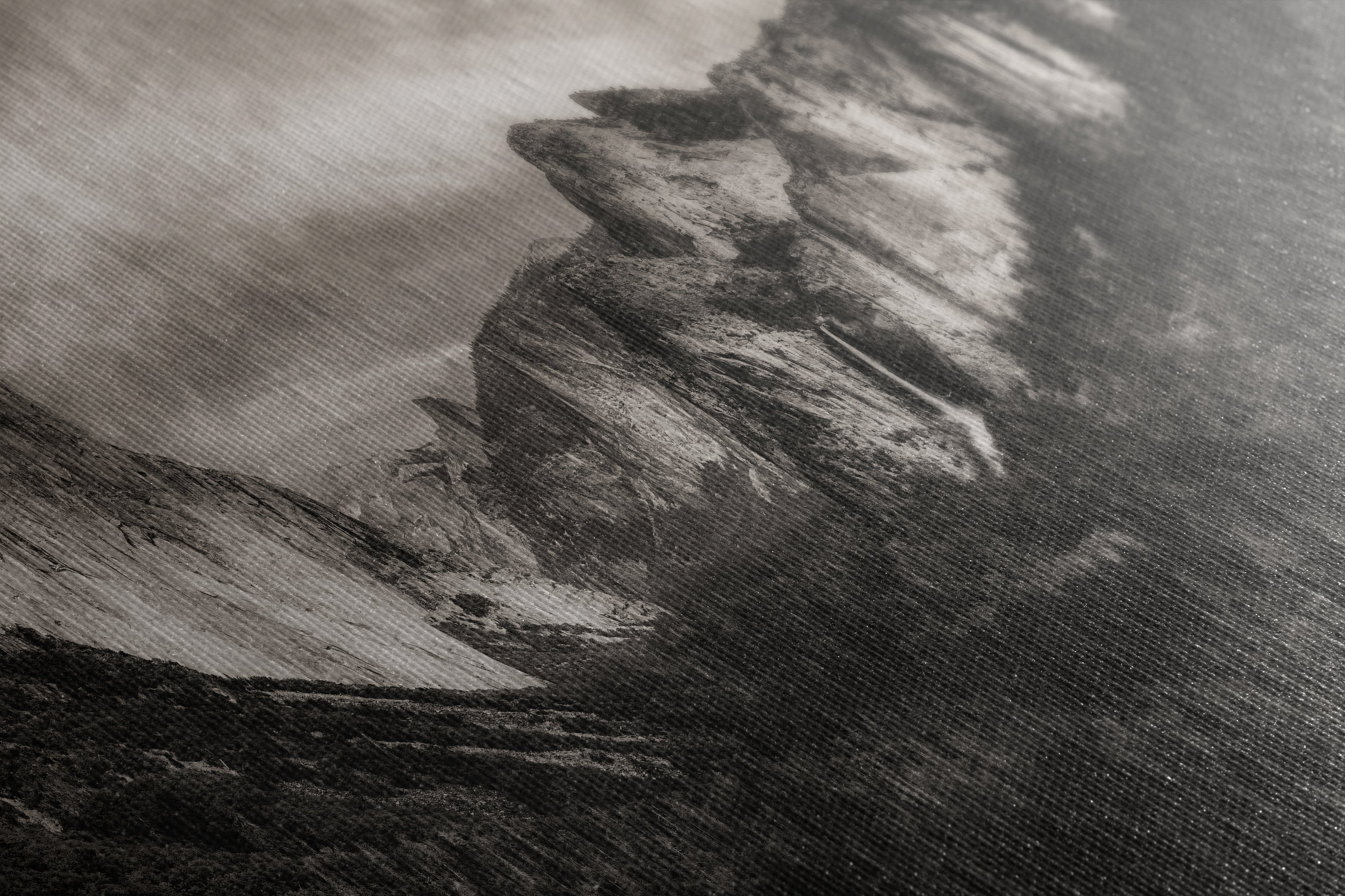 Tunnel View Yosemite National Park Mountain Picture Black and White Nature Photo Relaxation Artwork for Mediation, Office, & House Decor