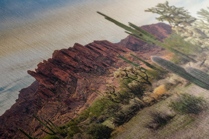 Arizona Desert Picture Wall Art Saguaro Cactus Artwork Nature Photo, Southwestern Wall Art of Superstition Mountains at Lost Dutchman State Park