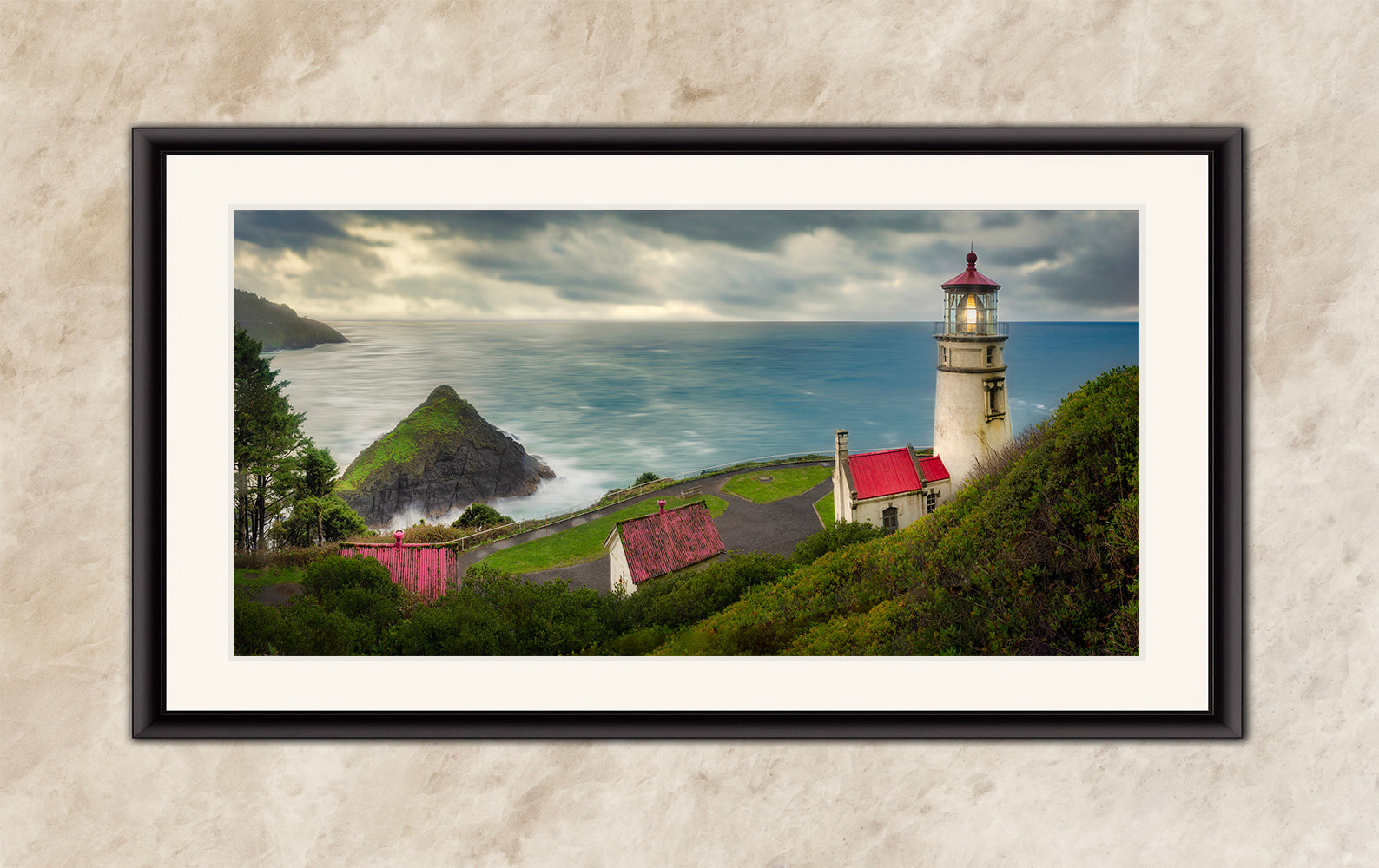 Heceta Head Lighthouse Picture, Oregon Coast Ocean Picture, Pacific Northwest Beach Photo Framed Coastal Decor for Ocean Lovers