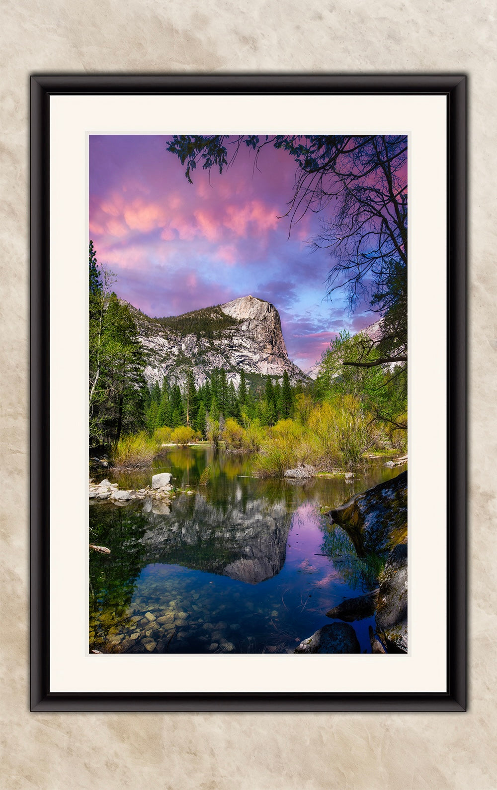 Mirror Lake Yosemite National Park Mountain Picture Nature Photo Relaxation Artwork of Mt. Watkins for Meditation, Office, and House Decor