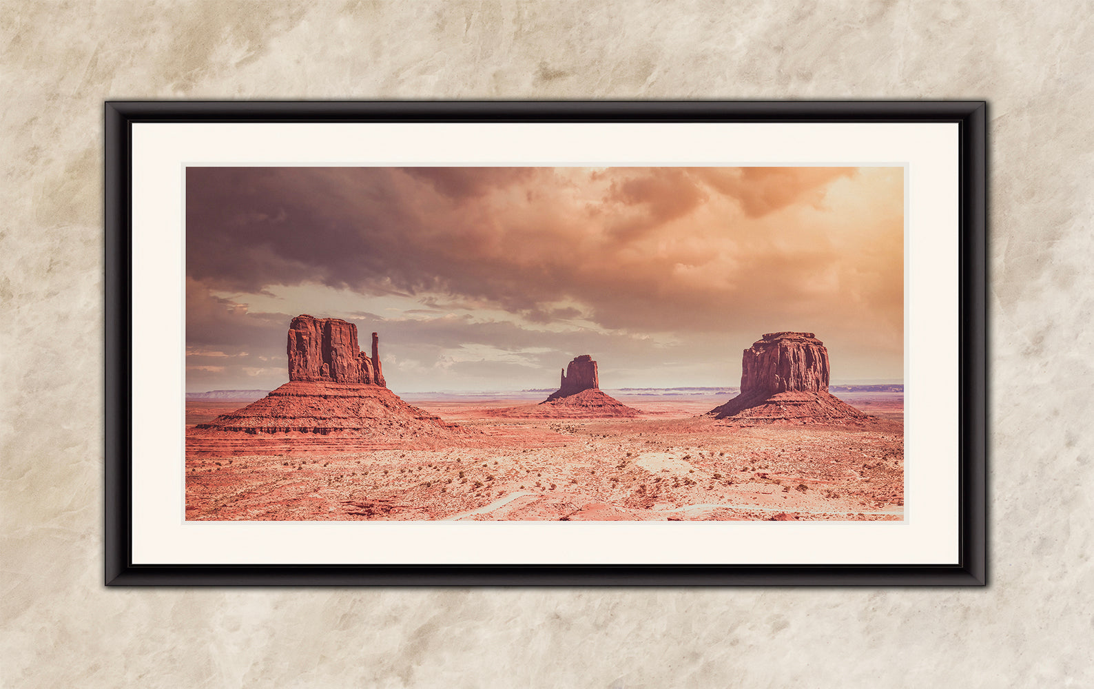Monument Valley Panorama Arizona Desert Picture Nature Photo, Bohemian Style Relaxation Artwork for Meditation, Apartment, Office & House Decor