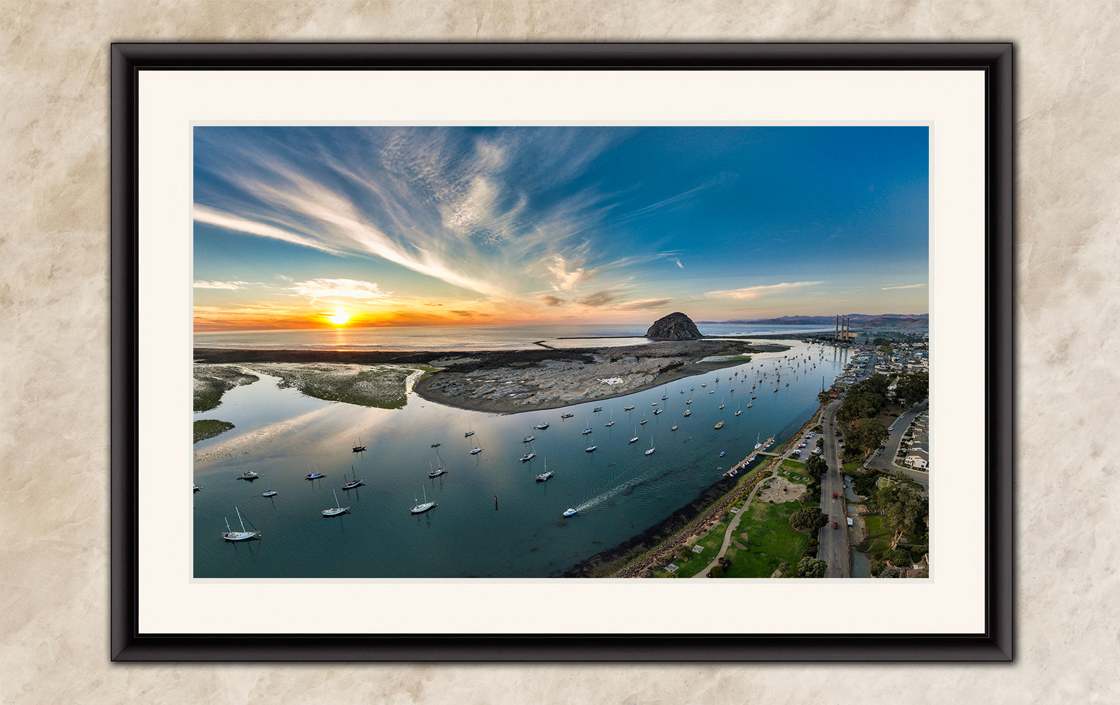 Limited Edition Fine Art Photography, Ocean Picture California Coastline Morro Bay Aerial Sunset