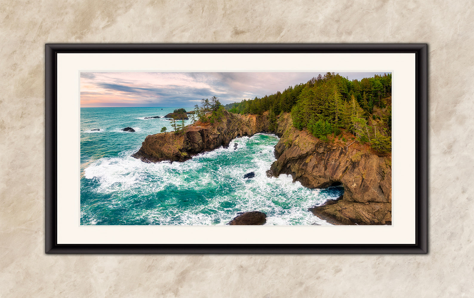 Oregon Coast Ocean Picture, Pacific Northwest Nature Photo Panorama Relaxation Artwork for Meditation, Apartment, Office & House Decor