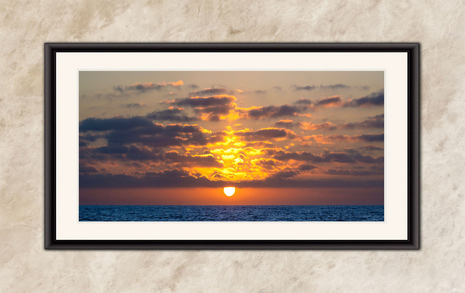 Limited Edition Fine Art Photography, Ocean Picture California Coastline Sunset Through Clouds