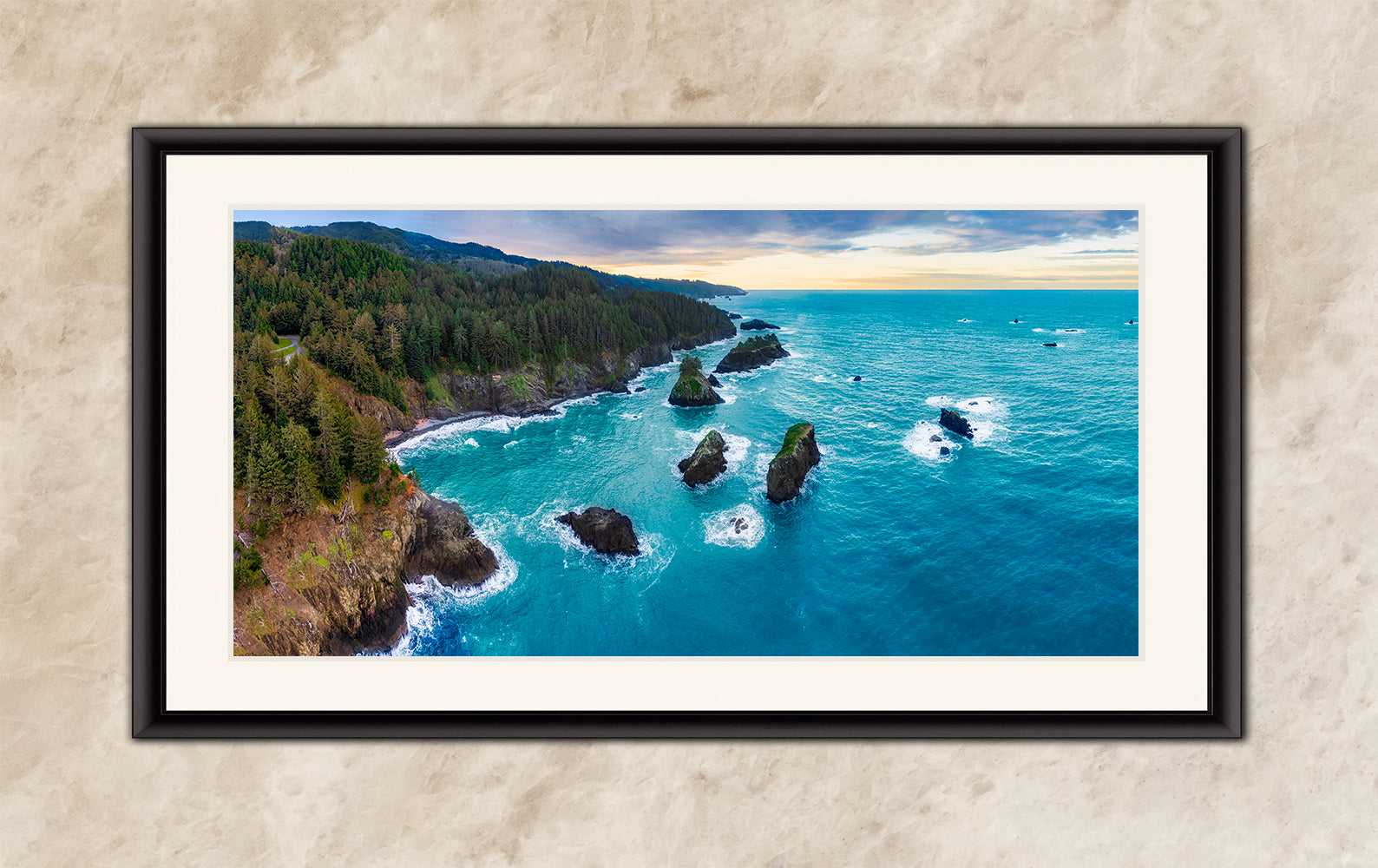 Aerial Oregon Coast Ocean Picture Panorama, Pacific Northwest Nature Photo