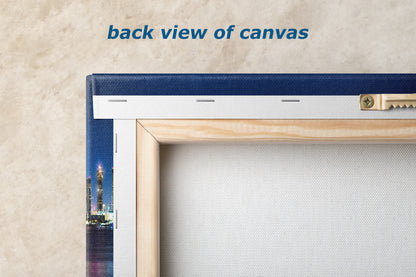 San Diego Skyline Panorama Photo, Urban Cityscape at Night Wall Art, Large Canvas Print for Living Room or Office