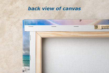 Oregon Coast Ocean Picture, Pacific Northwest Rainbow Nature Photo Relaxation Artwork for Meditation, Apartment, Office & House Decor