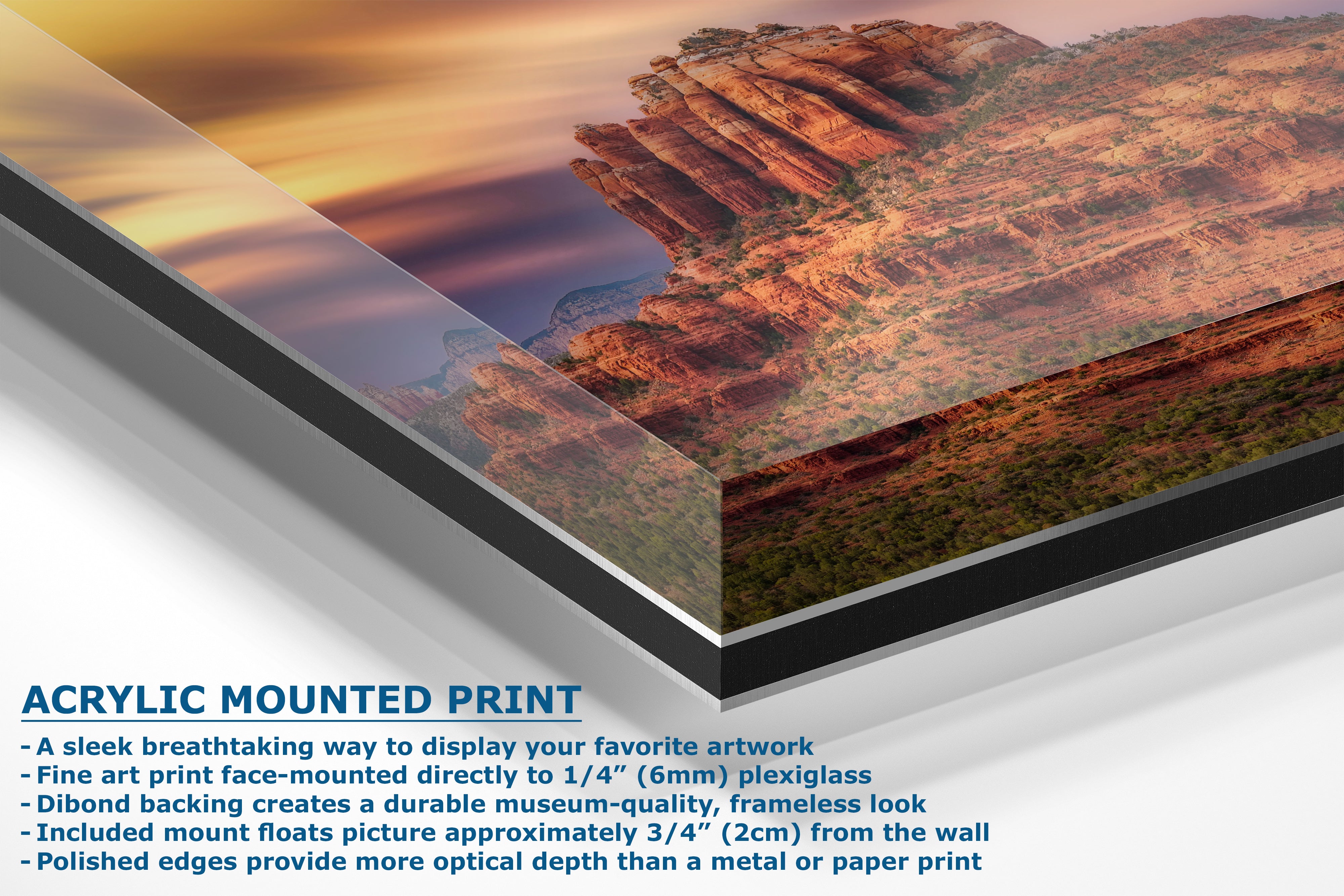 Cathedral Rock Sunset, Sedona Arizona Desert Picture Nature Photo Relaxation Artwork for Meditation, Office, and House Decor