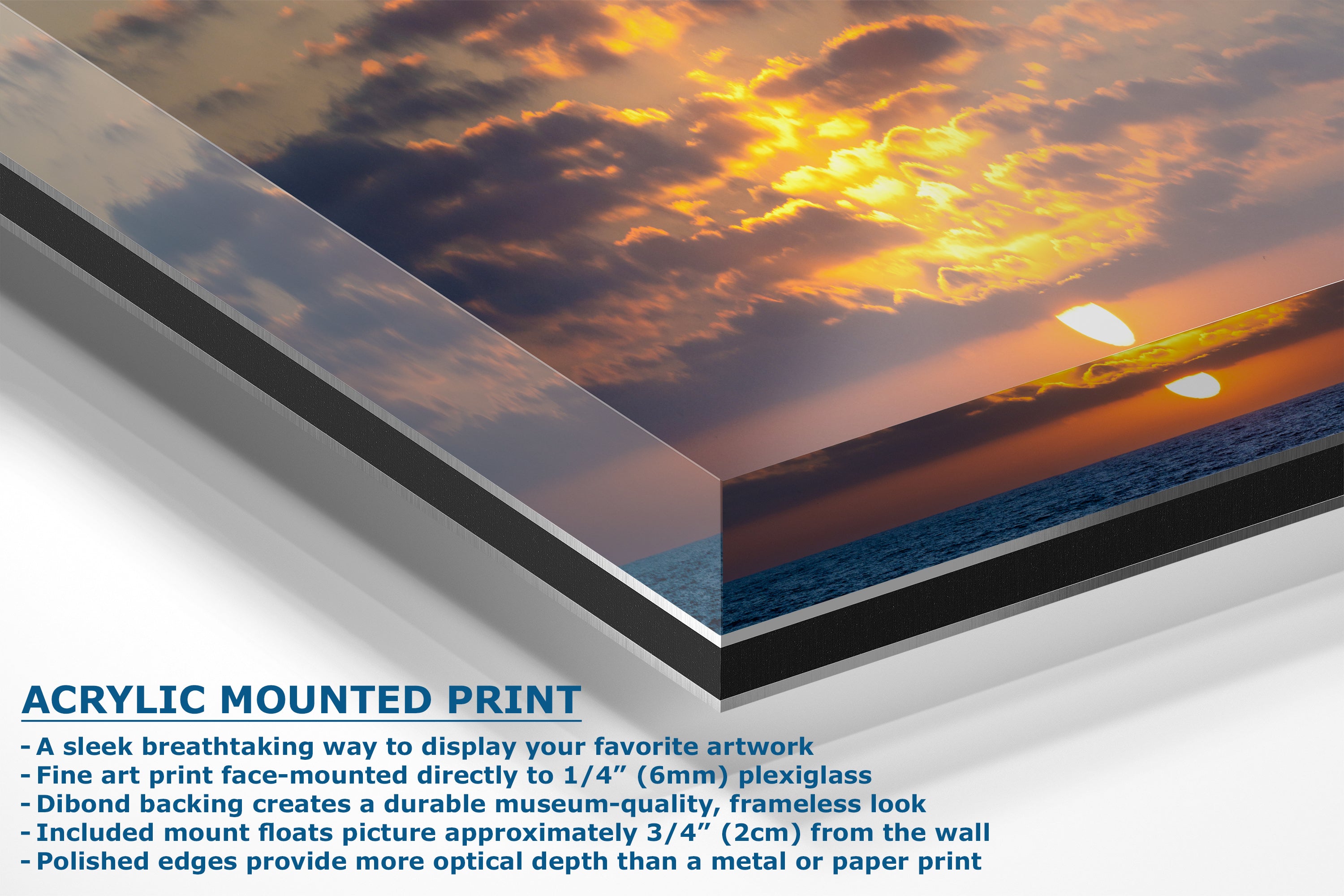 Limited Edition Fine Art Photography, Ocean Picture California Coastline Sunset Through Clouds