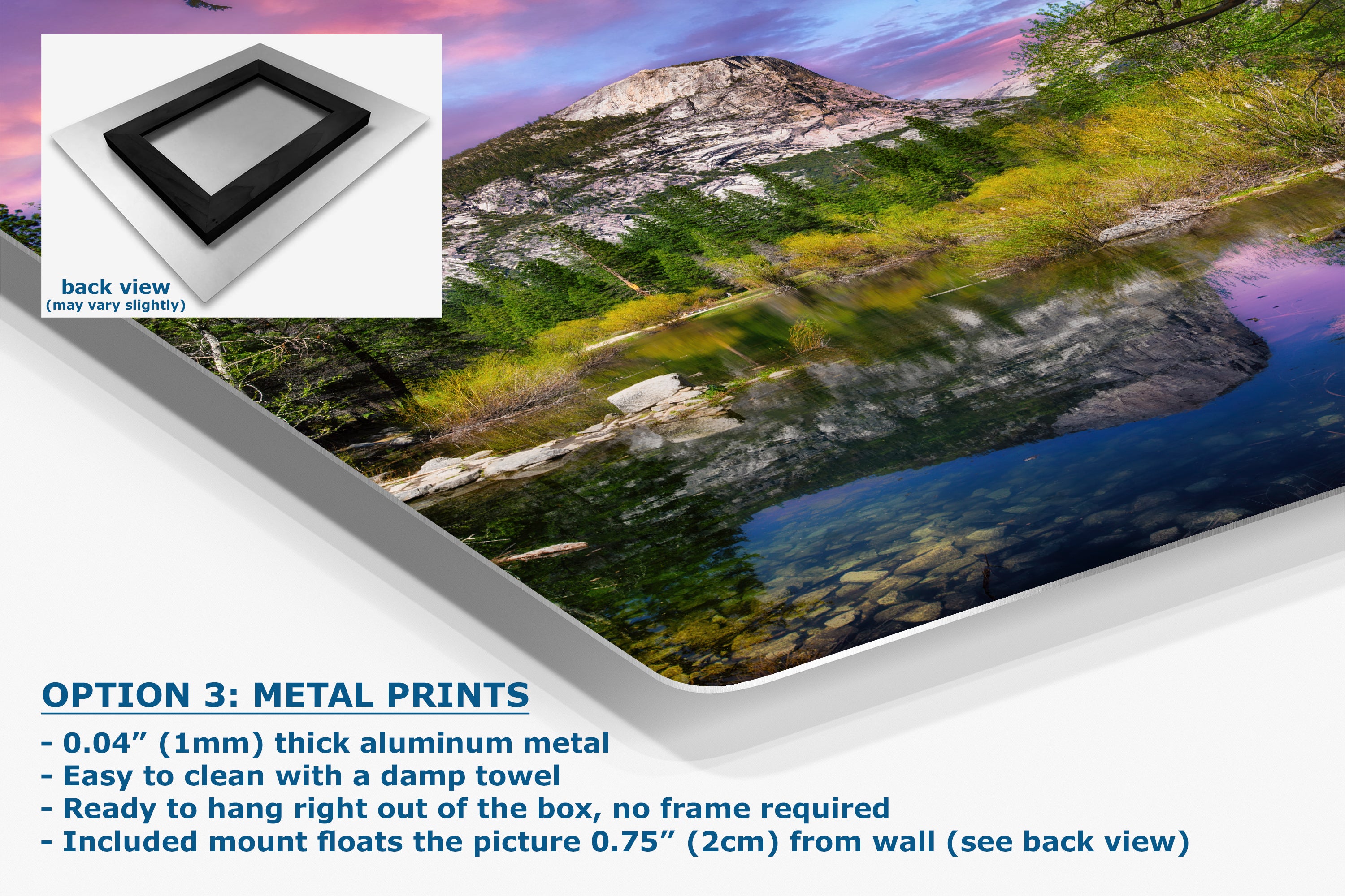 Mirror Lake Yosemite National Park Mountain Picture Nature Photo Relaxation Artwork of Mt. Watkins for Meditation, Office, and House Decor