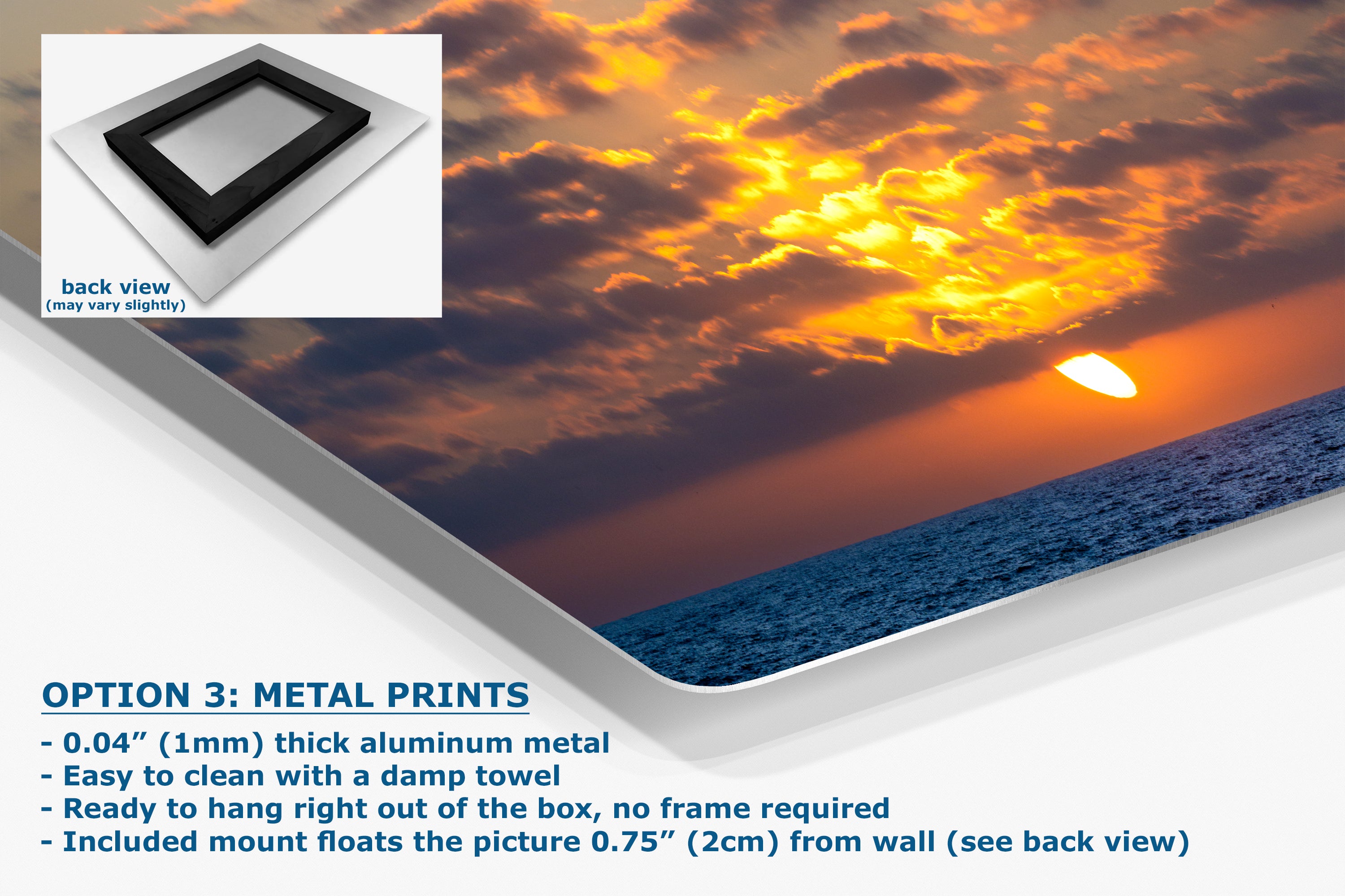 Limited Edition Fine Art Photography, Ocean Picture California Coastline Sunset Through Clouds
