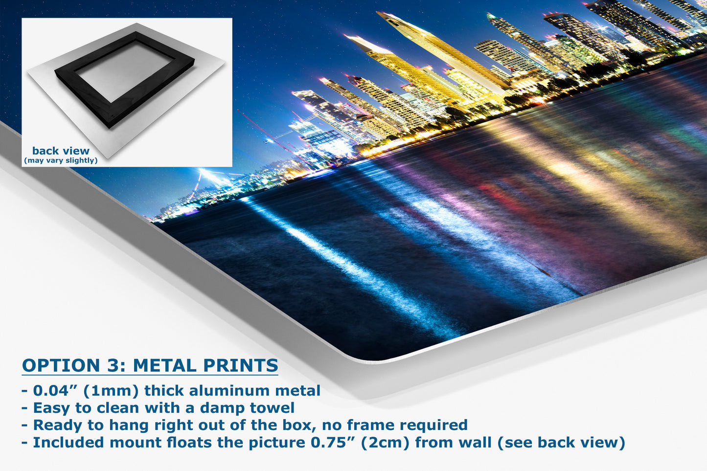 San Diego Skyline Panorama Photo, Urban Cityscape at Night Wall Art, Large Canvas Print for Living Room or Office