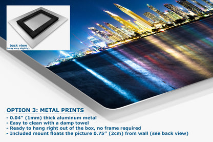 San Diego Skyline Panorama Photo, Urban Cityscape at Night Wall Art, Large Canvas Print for Living Room or Office