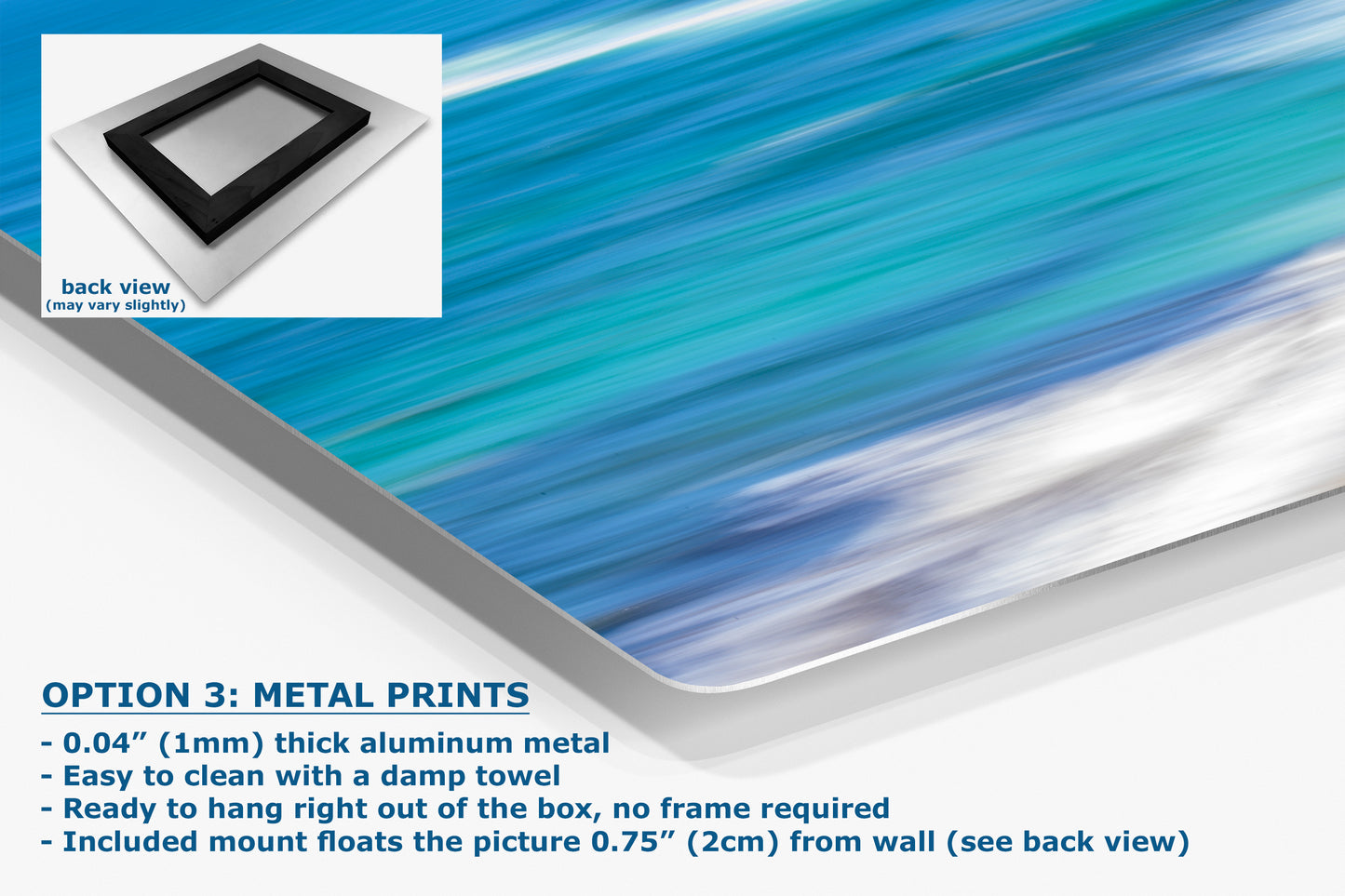 Bright Beach Waves Ocean Picture Impressionist Art Nature Photo, Relaxation Artwork for Coastal Meditation, Office, and House Decor