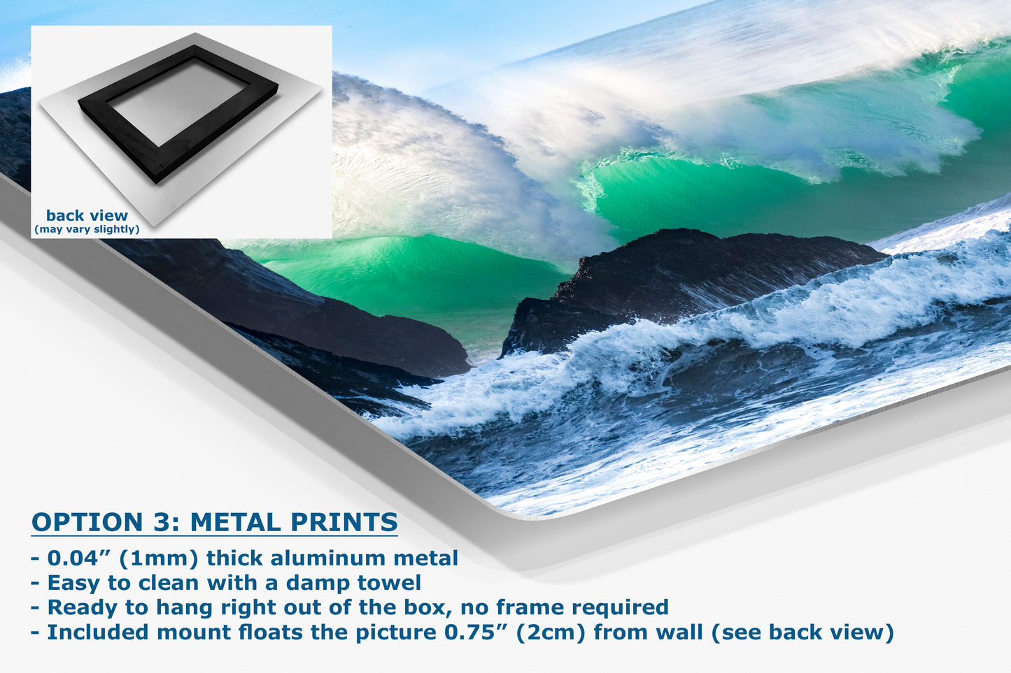 Beach Wave Ocean Picture, California Coastline Nature Photo Wall Decor, Morro Rock Artwork