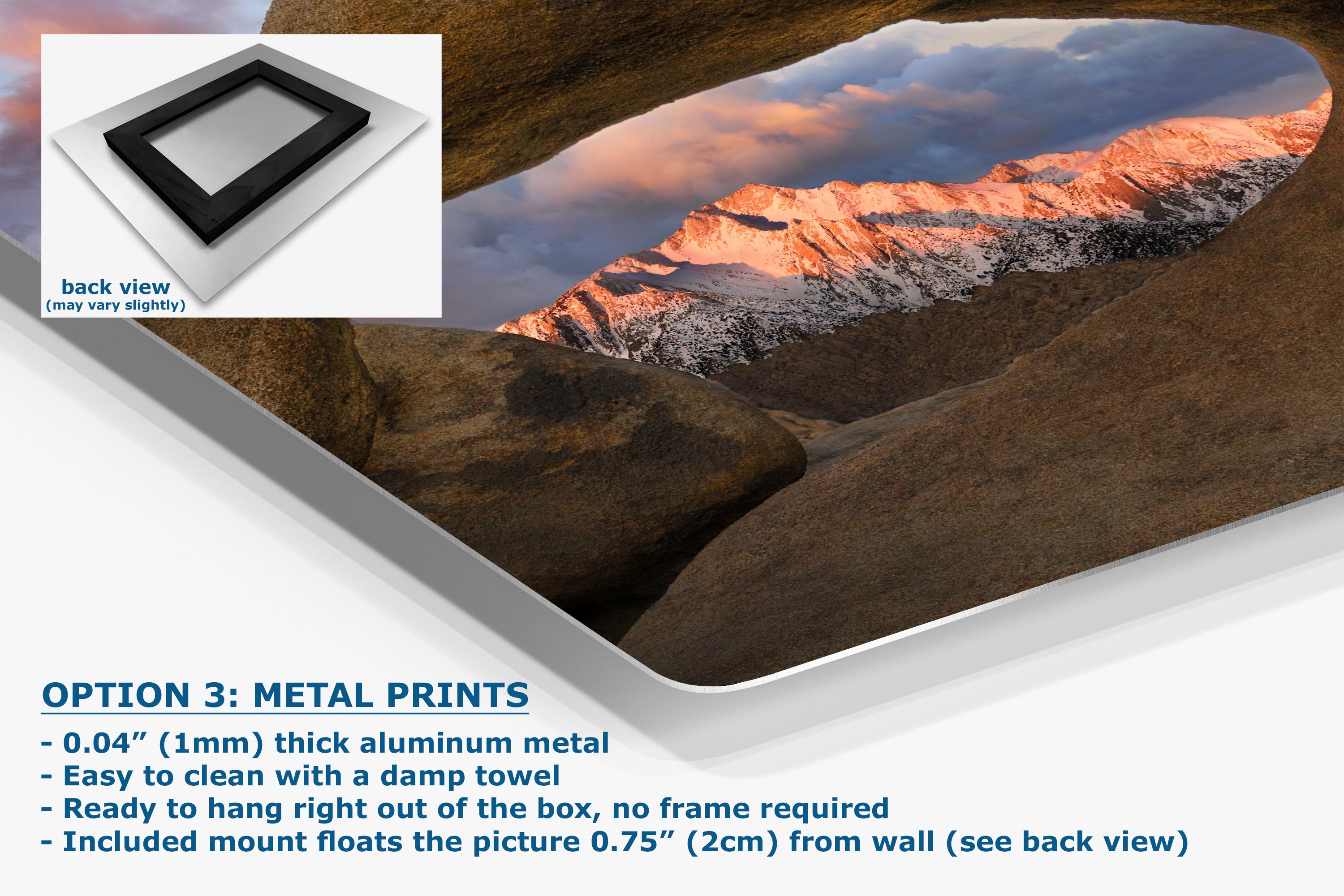 Lone Pine & Mobius Arch Mountain Picture, Nature Photo from Alabama Hills for Relaxation Art for Meditation, Office, and House Decor