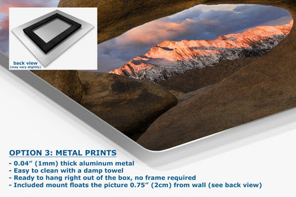 Lone Pine & Mobius Arch Mountain Picture, Nature Photo from Alabama Hills for Relaxation Art for Meditation, Office, and House Decor