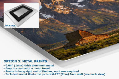 Mormon Row Grand Teton National Park Nature Photo, Moulton Barn Mountain Picture Relaxation Artwork for Meditation, Office, House Decor