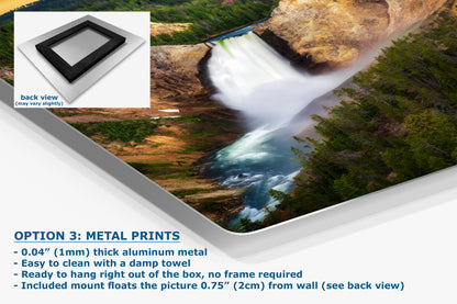 Yellowstone Falls National Park Waterfall Picture Nature Photo Relaxation Artwork Bohemian Style Wyoming Landscape, Meditation & House Decor