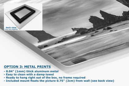 Cannon Beach Oregon Coast Ocean Picture Nature Photo, Black and White Haystack Rocks, Coastal Beach House Decor for Ocean Lovers